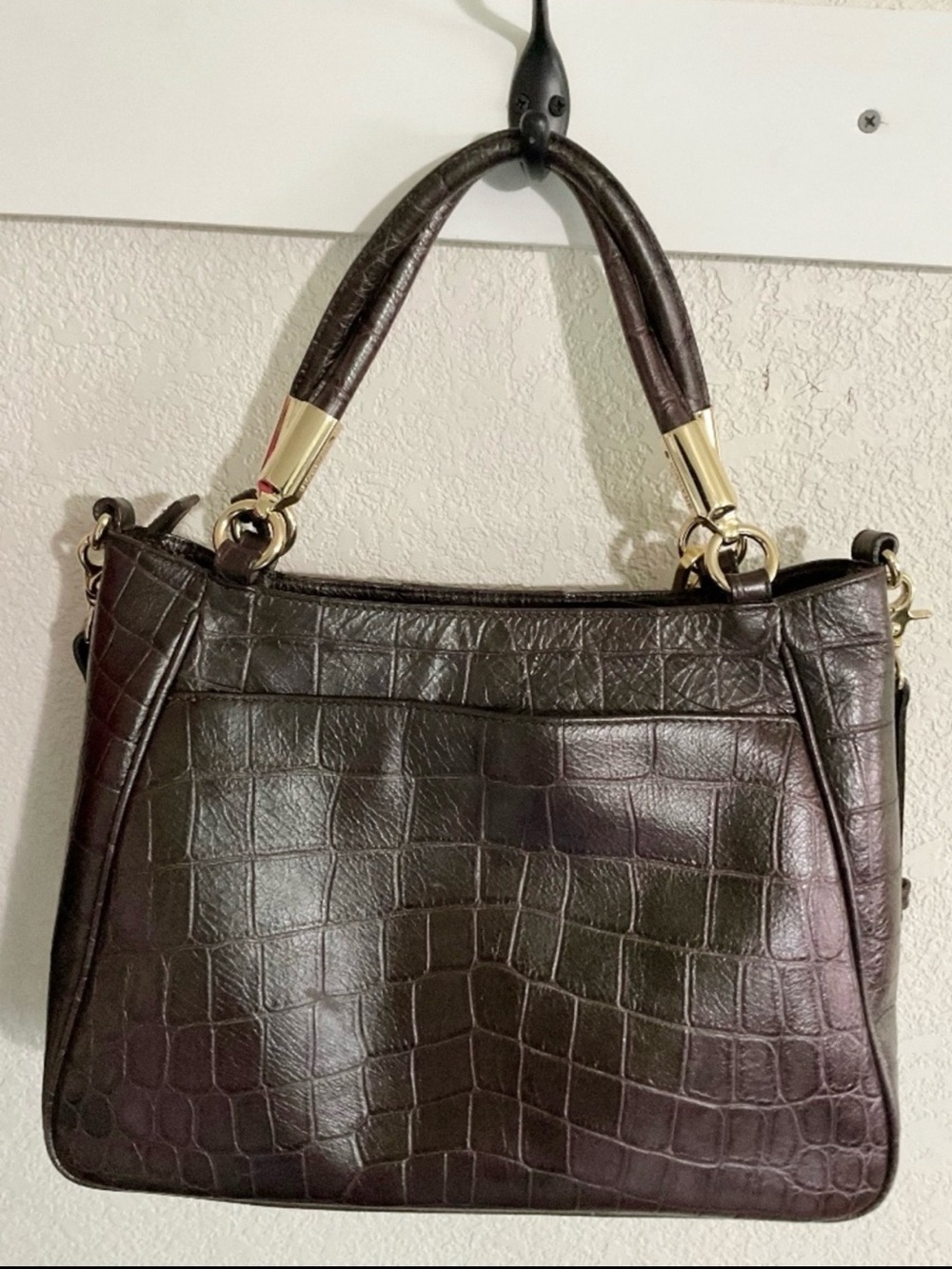 Brahmin Brown croc embossed Ruby Melbourne Satchel Bag,beautiful color EUC - Picture 9 of 10